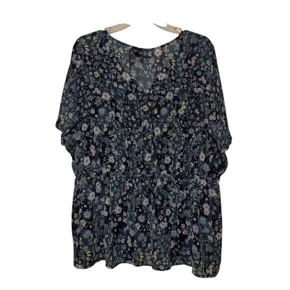 Lane Bryant Black Floral Relaxed Blouse - Picture 1 of 4